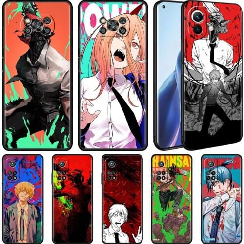 Black Soft Cover For Xiaomi Mi Poco X3 NFC 10T Pro M3 11 Note 10 Lite 9 9T F3 A2 F1 Silicone Phone Case Anime Chainsaw Man Funda