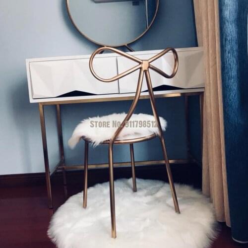 Nordic ins net red butterfly chair metal stainless steel makeup chair iron art leisure chair plush cushion carpet floor mat