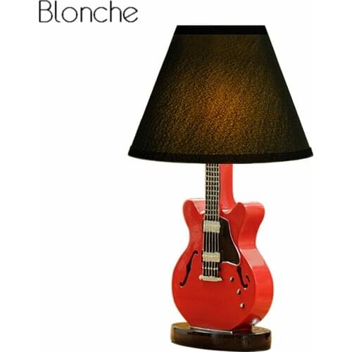 Modern Creative Guitar Table Lamp for Childrens Room Bedroom Bedside Lamp Led Stand Study Desk Light Fixtures Home Art Decor