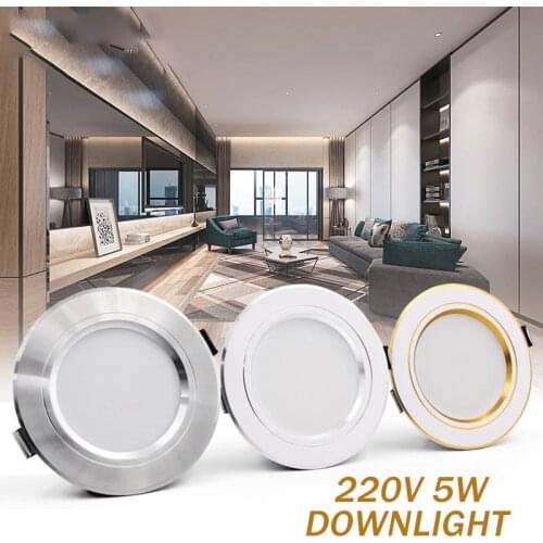 LED 220V 5W Downlight Ultra-thin Recessed Ceiling Light Tricolor Lights Frosted Lens FOR Indoor Lighting