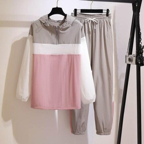 Autumn iong sleeve sportswear women plus size bust 157cm 6XL 7XL 8XL 9XL 10XL loose casual safari style sportswear women pink