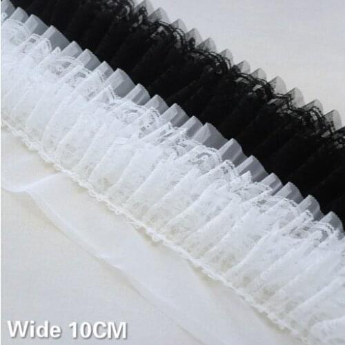 10CM Wide Three Layers Mesh Tulle Embroidered 3D Lace Ribbon Doll Clothes Wedding Skirt Fluffy Dress Sewing Guipure Fringe Decor