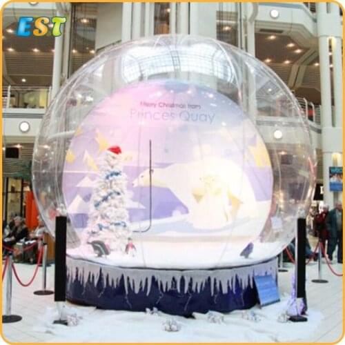 Waterproof Christmas Blow Up Snow Globe , Inflatable Lawn Snow Globe High Safety