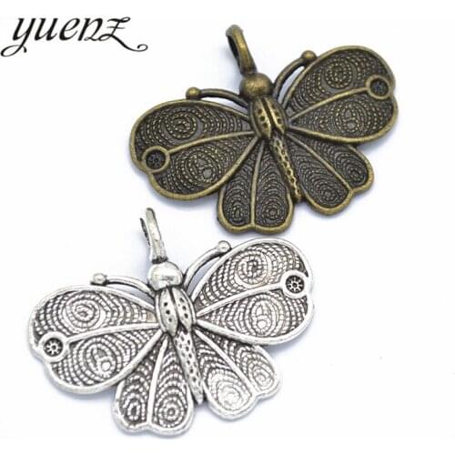 YuenZ 5 pcs Antique Silver color Butterfly Charms Metal Charm Pendant Necklace Jewelry Hand made 32*41mm D284