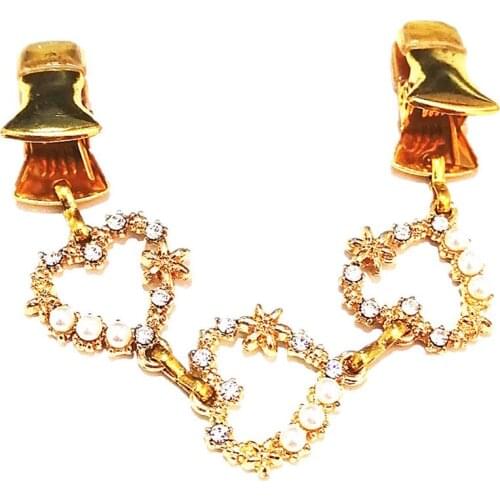 Heart Cardigan Sweater Clip Rhinestone Pearl Shawl Cape Clasp Women Gold Jewelry Cloak Guard Brooch