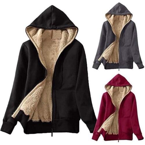 Fashion Women Cashmere Winter Warm Coats Basic Jacket Thick Parka Velvet Women Warm Hooded Coat Fleece Jacket Winter Parka