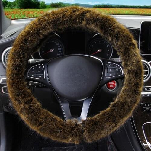 Winter Imitation Plush Car Steering Wheel Cover For Most Steering Wheel Carpet Soft 37-38 CM 14.5 "-15" Braid on Hand Bar