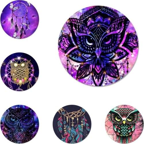 58mm Owl and Dream Catcher Icons Pins Badge Decoration Brooches Metal Badges For Backpack Decoration