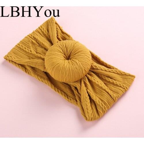 1PCS Round Knot Nylon Headbands,Cable Knitted Cotton Bowknot Nylon Hairbands,Wide Bows Turban Headbands,Girls Hair Accessories