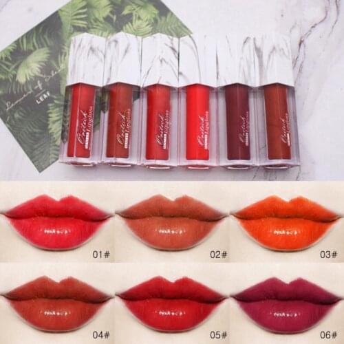 1pc Mirror Lip Glaze 6 Colors Water Mirror Lipstick With Marble Round Tube Portable Sexy Non-stick Cup Does Not Fade Lip Gloss