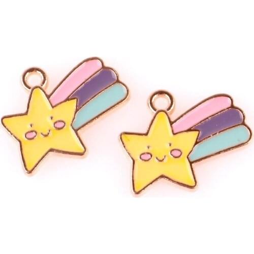 10Pcs/Lot Enamel Star And Rainbow Clouds Charms Making Crafting Necklaces Bracelet Jewelry Dropshipping