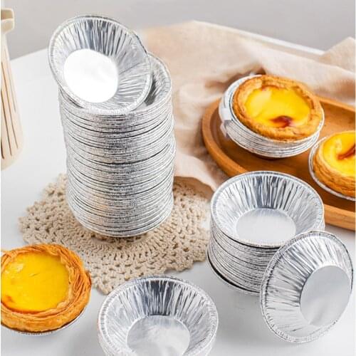 100pc Disposable Silver Aluminum Foil Round Egg Tart Mold Baking Cookie Aluminum Foil Mold Baking Mold Pastry Home Kitchen Tools