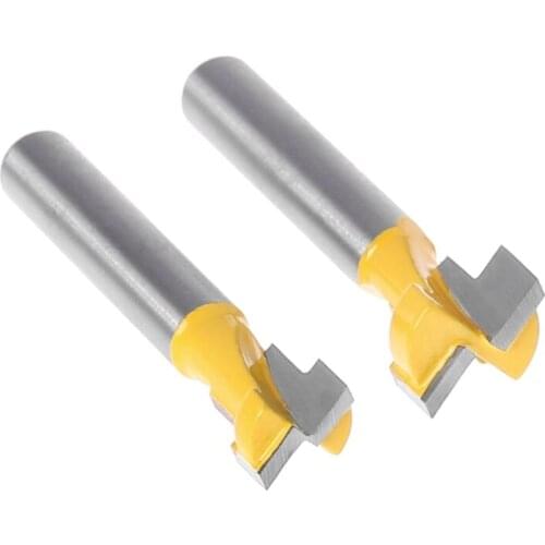 2 Pcs 1/4'' Shank Yellow T-Slot Cutter Router Bit Set for 3/8'' & 1/2'' Hex Bolt