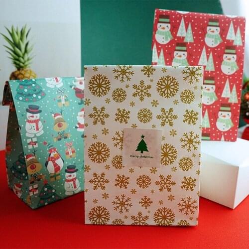 6PCS/Set Mix Types Snowflakes Candy Gift Bags Snowman Merry Christmas Guests Packaging Gifts Boxes Christmas Party Gift Decor