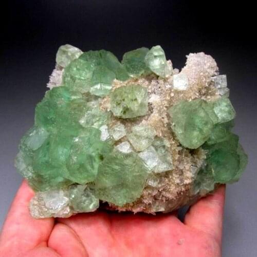 635g Green Fluorite on Quartz Matrix - crystals and stones healing Mineral specimen Home Decor feng shui decoration