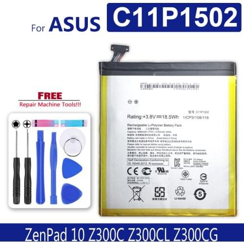 C11P1502 Battery For ASUS ZenPad 10 Z300C Z300CL Z300CG Bateria 4890mAh supply free tool / Tracking Number