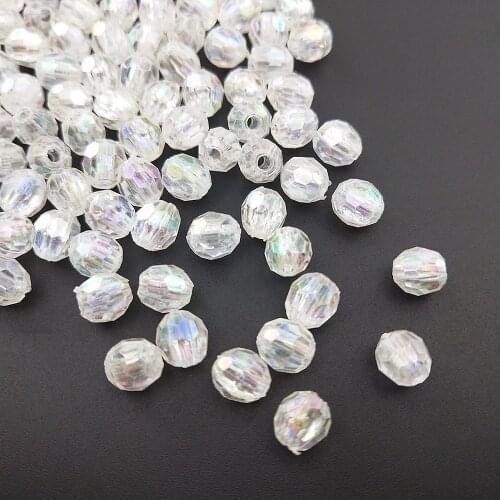 100pcs/6mm Clear Hole Acrylic Beads white Color Spacer Beads Jewelry Making DIY Cloth Acces for Children Kids Necklace Bracelet