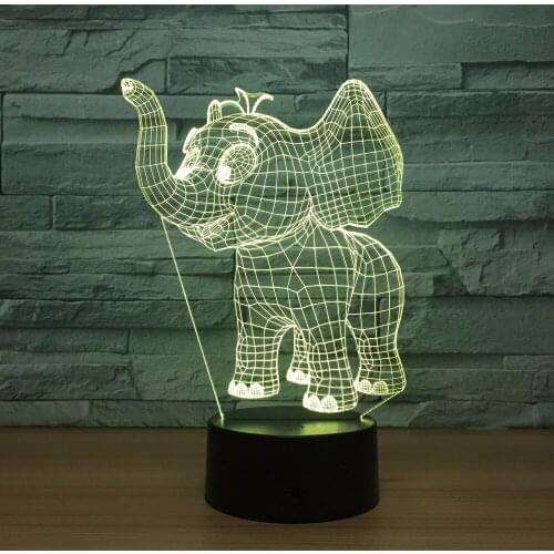 Small Elephant Acrylic 3d Colorful Night Lights Usb Plug In Creative Gifts Wholesale Christmas decorations gift for baby room