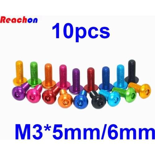Free shipping 10pcs M3*5mm/6mm 7075 Aluminium alloy M3 screws Hexagon socket button head screws 5mm 6mm