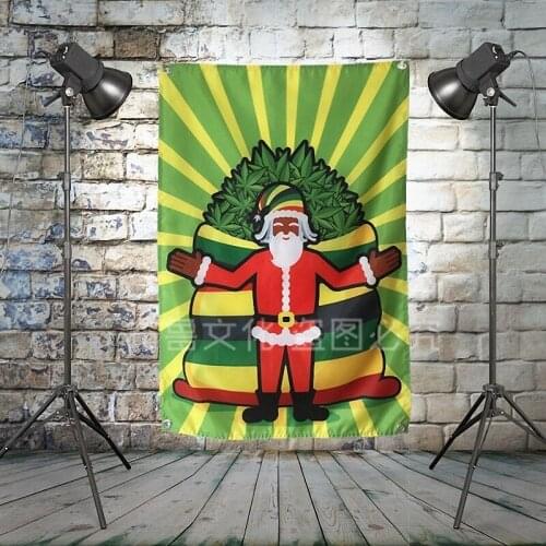 Santa Claus Large Reggae Rock Band Poster Cloth Flag Banner Hanging Pictures Music Festival Musical Instrument Store Decor