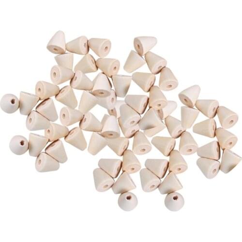 50Pcs Natural Wood Beads Cone Shape Beads Loose Beads Rustic Country Beads