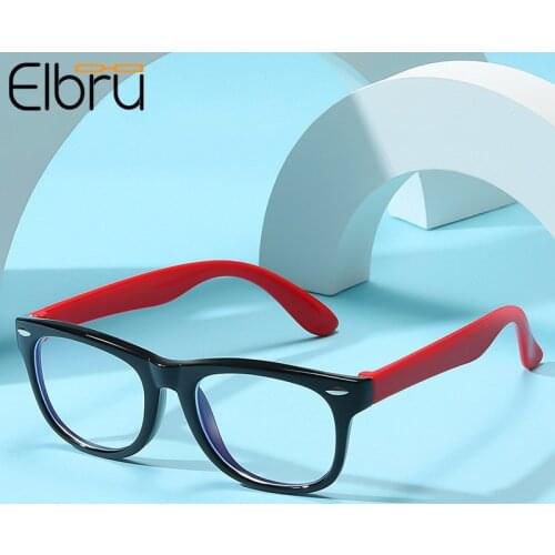 Elbru Childrens Silicone Glasses Frame Anti Blue Light Glasses Square Retro Transparent Glasses For Kids Boys Girls Eyewear