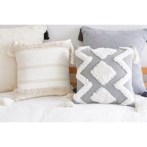 Home Decor Boho Pillowcase Sofa Cushion Cover Square Decor Pillows Bedroom Living Room Woven Modern Large Tassel Pillow Cover
