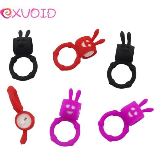EXVOID Penis Ring Vibrator Delay Ejacualtion Vibrating Cock Ring Sex Toys for Men Adult Products Elastic Clitoris Stimulate