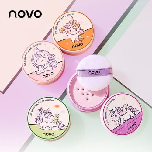 NOVO Cartoon Unicorn Pressed Powder, Long-lasting and Natural, Without Makeup, Fine Powder, Waterproof Loose Powder Powder