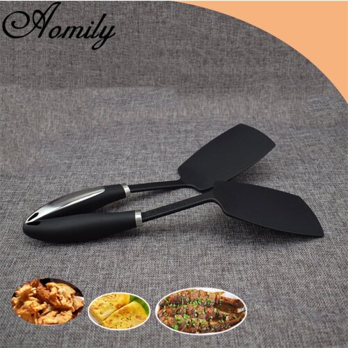 Amoliy Nylon Cooking Spoon Spatula Heat-Resistant Beef Meat Egg Kitchen Scraper Nonstick Spatula Baking Large Spoon Spatula