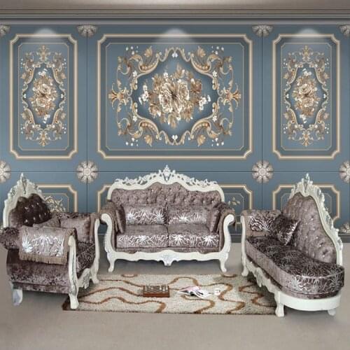 Custom Mural Wallpaper European Style Retro Flowers Light Blue Background Wall Decor Living Room TV Sofa Luxury Wall Papers 3 D