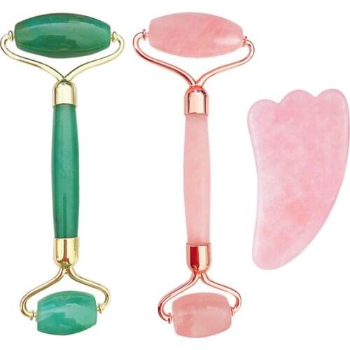 Jade Roller Face Massager Lift Slimmer Facial Roller Shaper Massage Rose Quartz Natural Stone Crystal Slimming Skin care Tool