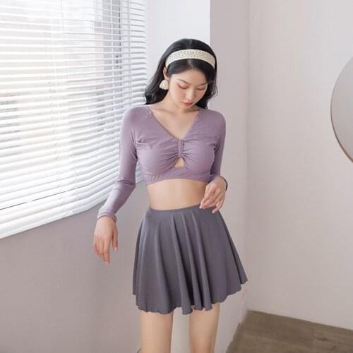 2021 New Korean Style Swimsuits Women Girls Swimwear Three Pieces Bathing Suit Swimming Bikini Sets Hat Beach Sexy Swimskirt