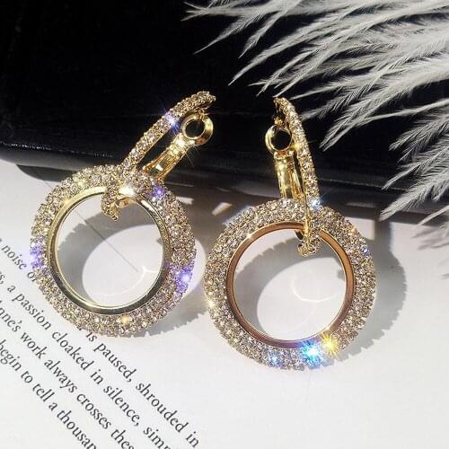 New Fashion Round Earrings Luxury Round Earrings Women Silver Gold Rosegold Glitter Stud Earring Woman gift