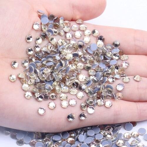 New Pink Champagne Color Nail Decorations Hotfix Glass Rhinestones Glue Backing Iron On Strass Diamond Perfect Shine