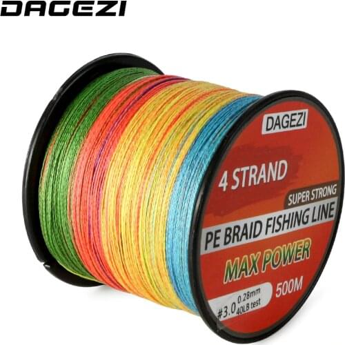 DAGEZI 10-80LB mix color 100% PE Braided Fishing Line With Gift 4 strand 500m Super Strong Multifilament fishing lines