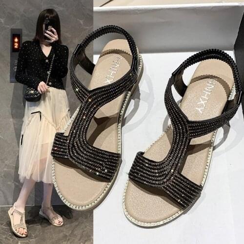 Women Shoes 2021 New fashion Comfort womans platform sandals summer ladies Open toe shoes Rome rhinestone female Light Sandals