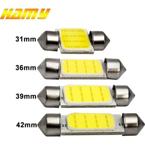1x C10W C5W LED COB Festoon 31mm 36mm 39mm 41/42mm 12V White bulbs for cars License plate Interior Reading Light 6500K 12SMD