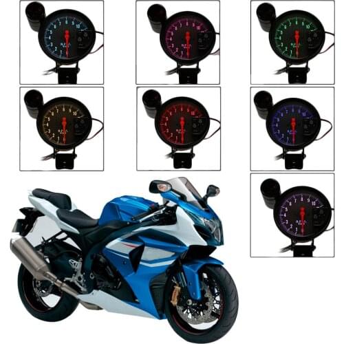 KKMOON 5 Inch Diameter Tachometer Carbon Fiber Face 7 Colors Optional With LED Pointer