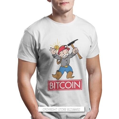 Bitcoin Round Collar TShirt Bitcoin Cryptocurrency Miners Meme Fabric Classic T Shirt Men Clothes New Design Oversize Hot Sale