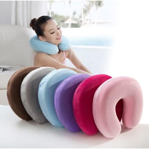 U Shaped pillow Memory Foam Pillow Neck U-Shape Headrest Car Flight Travel Soft Pillows pillows free shipping HJB0012 P20