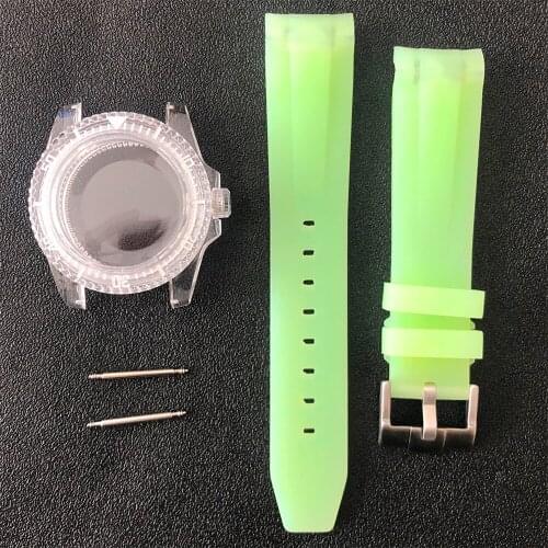 Universal 20mm Rubber Strap 40mm Watch Case Acrylic Cover for NH35/NH36 Movement Sports/Diving(3m) Watch Parts