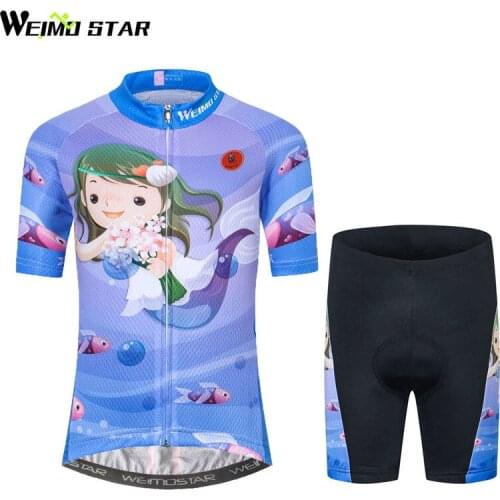Weimostar Children Cycling Jersey Sets Summer Short Sleeve Cycling Clothing Cartoon Boys Girls Road mtb Bicycle Bike Jersey Suit