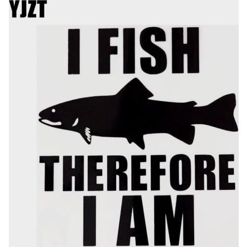 YJZT 13.6CM×14.8CM I FIsh Therefore I Am Vinyl Black/Silver Decal Car Sticker 13F-0134