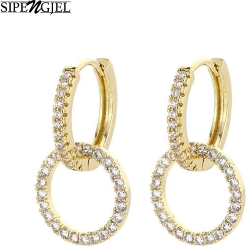SIPENGJEL Fashion Round Circle Dangle Drop Earrings Geometric Round Small Hoop Earrings For Women Jewelry 2021