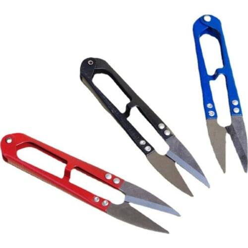 1PCS/wholesale High quality high carbon steel Shear Fish line scissors U-shaped fishing line scissors sewing wholesa