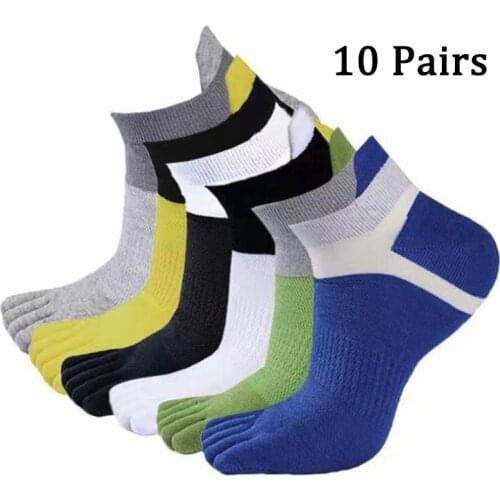 10 Pairs Mens Toe Socks Cotton Five Fingers Socks Low Cut Running Athletic Socks