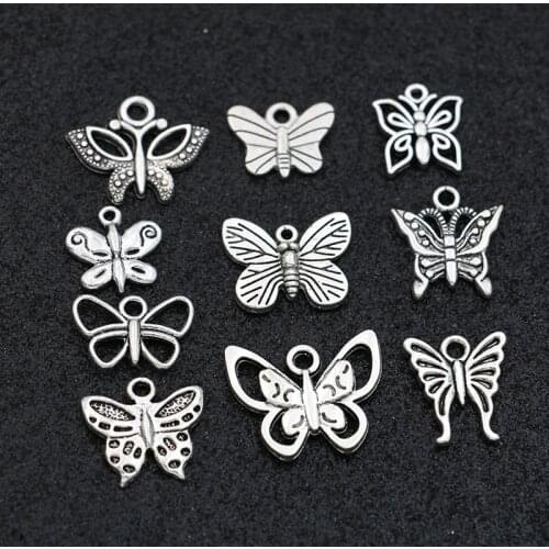 Butterfly Charms Pendant for Jewelry Making Bracelet Earrings Necklace DIY Accessories Craft Mix 20pcs