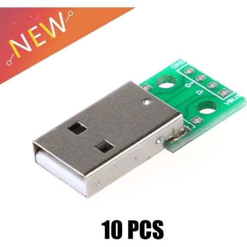 10pcs Type A USB Male To DIP 2.54MM PCB Board Power Supply DIY Adapter Converter Module 4 pin For Arduino