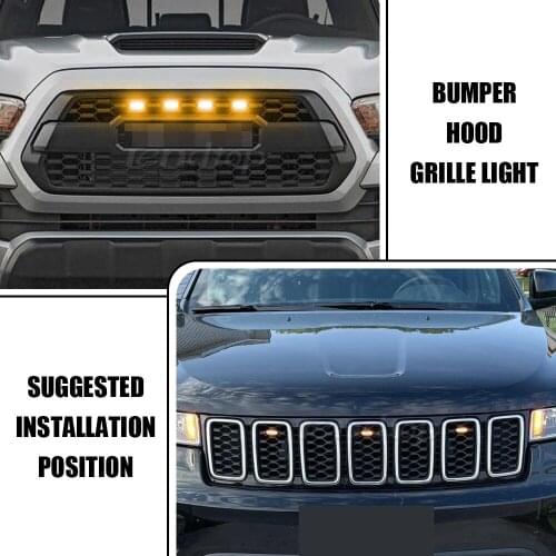12V 4-DSM LED Car Front Grille Light Bumper Hood Warning Lamp DRL Daytime Running Lamp 100%Waterproof External Amber